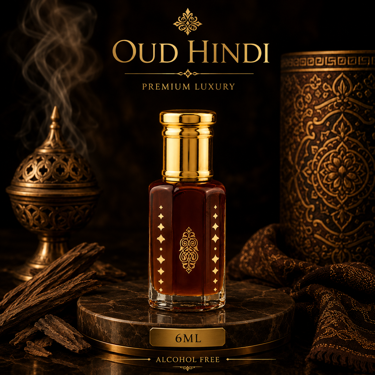 Oud Hindi Attar 6ML Alcohol Free Premium Long Lasting Arabic Fragrance Oil For Men & Women